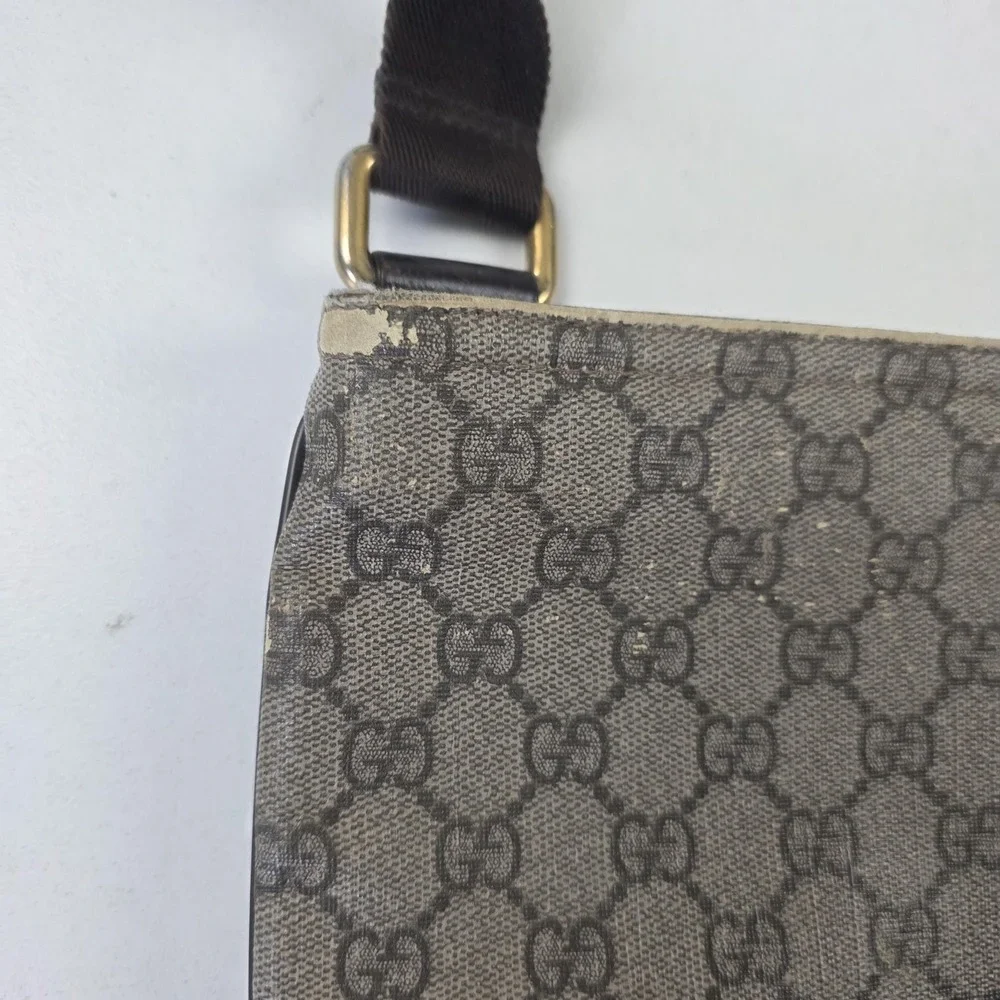 Gucci Crossbody Bag Mens Medium Beige GG Canvas Leather Shoulder Travel Italy
